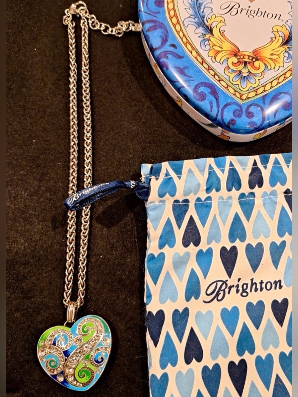 ❤️💎 RARE FIND! BRIGHTON Silver Heart Swarovski Crystal Necklace!